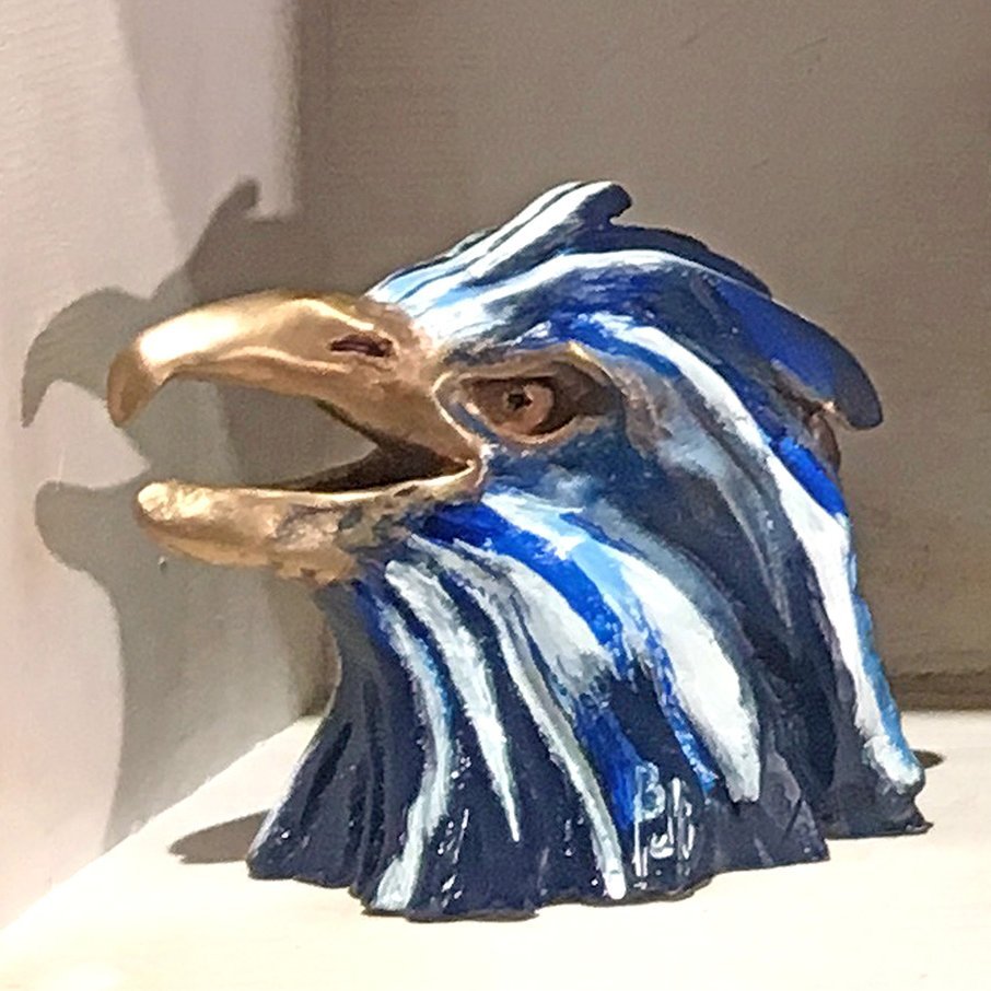 phoenix peint bleu/blanc/bronze © Belinda BUSSOTTI