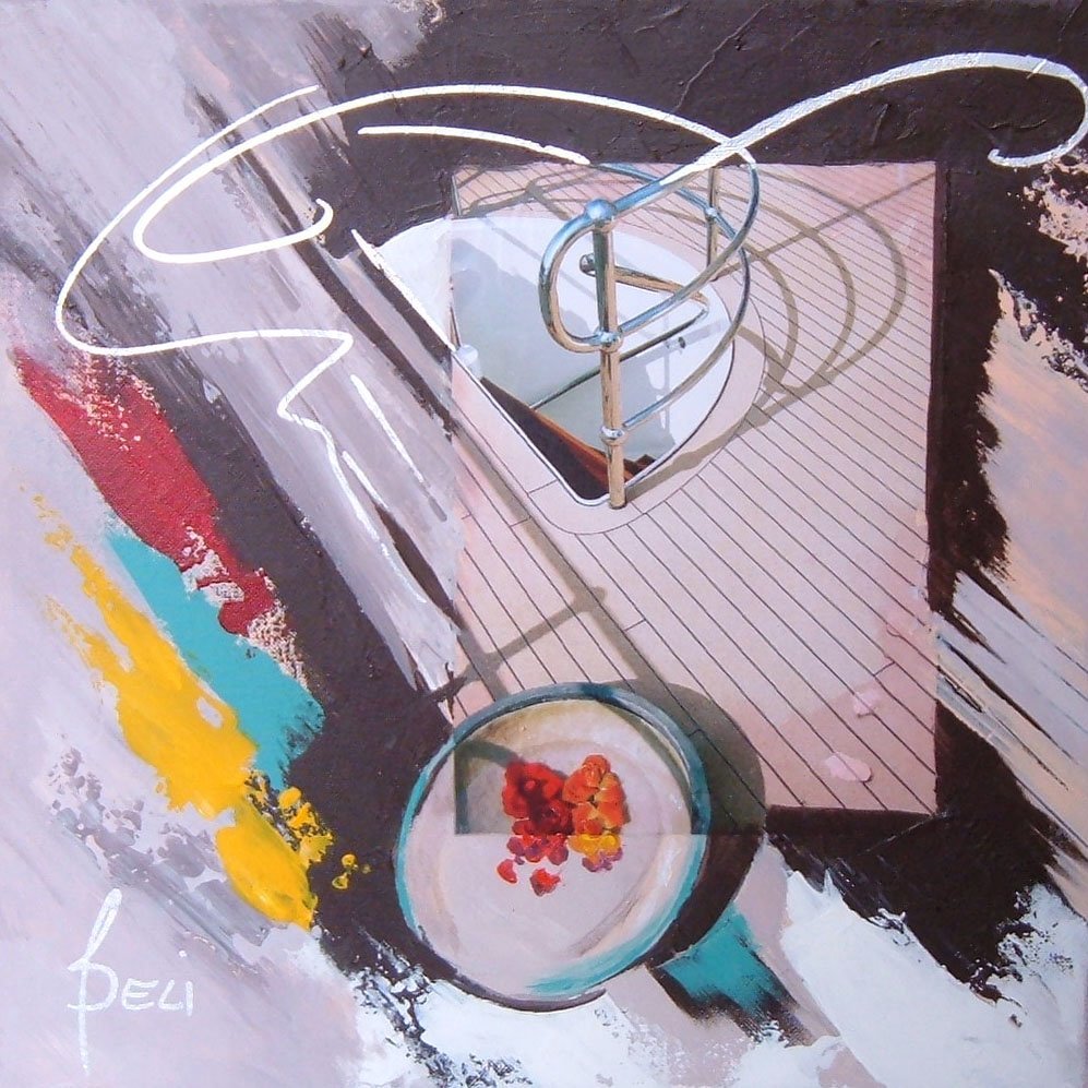 6-101 Fleurs & teck 2 (30x30cm) © Belinda BUSSOTTI